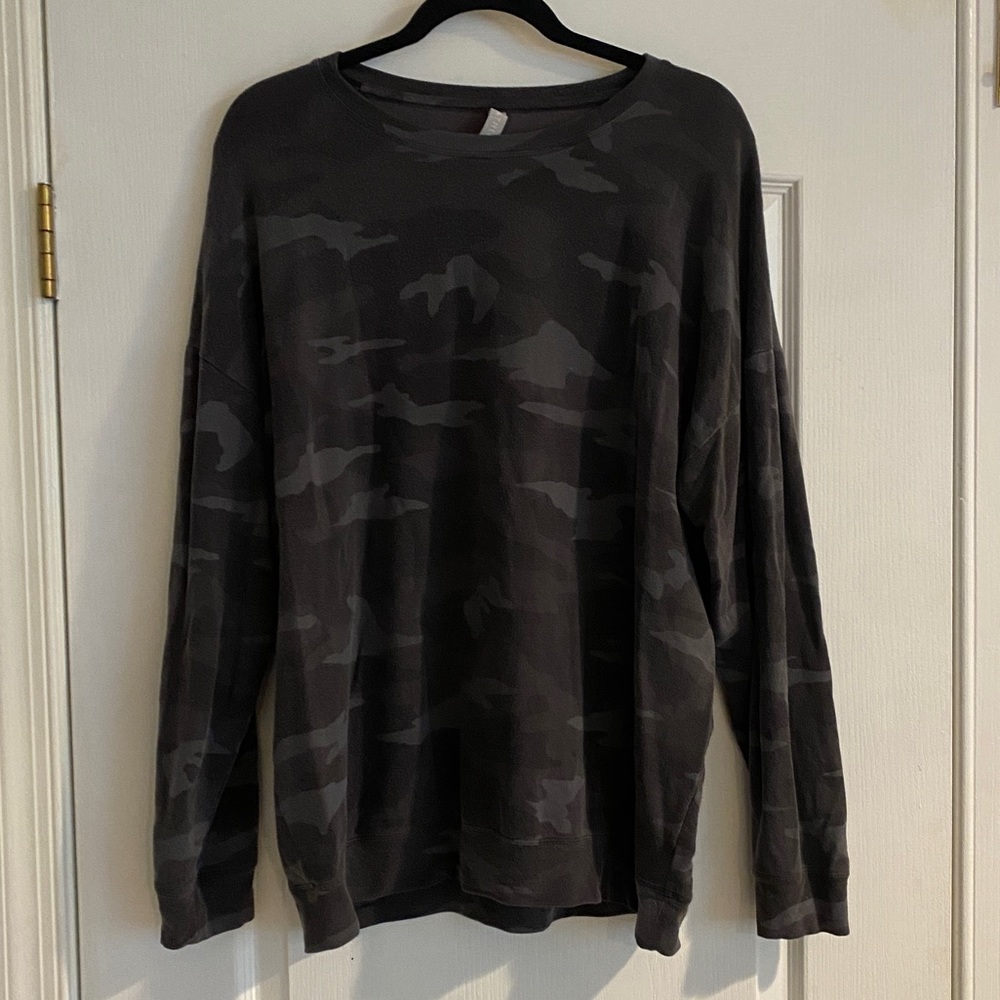 Athleta studio to street camo sweatshirt